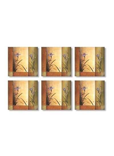 Buy 6-Piece Printed Coaster Multicolour 9x9cm in Egypt