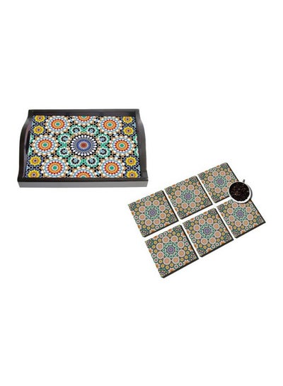 اشتري 6-Piece Coaster With Tray Set Multicolour في مصر