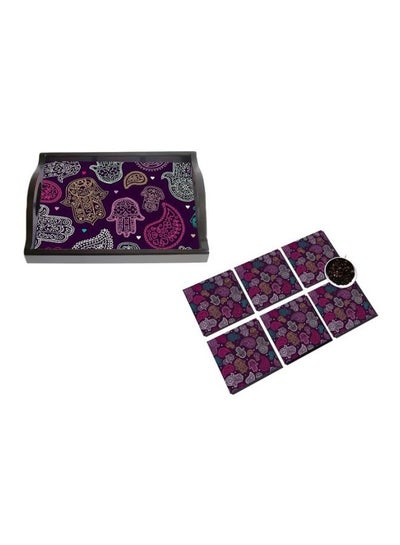 Buy 6-Piece Coaster With Tray Set Multicolour in Egypt