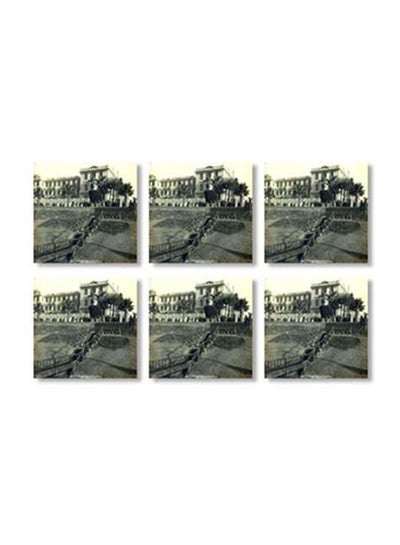 اشتري 6-Piece Printed Coaster Black/White 9x9 سنتيمتر في مصر