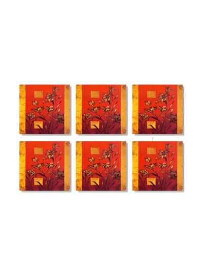 Buy 6-Piece Coaster Set Red/Gold 9x9cm in Egypt