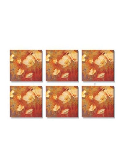 Buy 6-Piece Decorative Tea Coaster Set Multicolour 9x9cm in Egypt