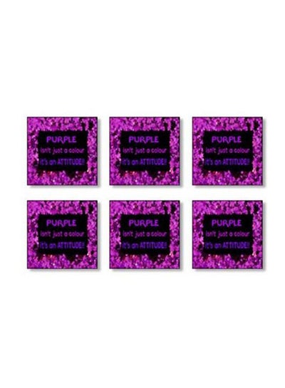 اشتري طقم قواعد أكواب مزينة بطبعة مؤلف من 6 قواعد Purple/Black 9x9 سنتيمتر في مصر