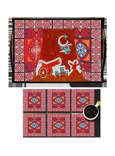 Buy 6-Piece Coaster With Serving Tray Multicolour in Egypt