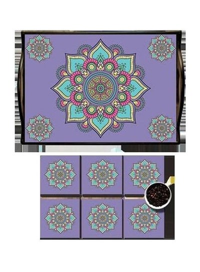 اشتري 6-Piece Coaster With Serving Tray Multicolour في مصر