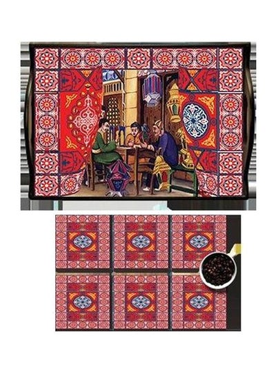 اشتري طقم حوامل أكواب من 6 قطع مع صينية تقديم متعدد الألوان في مصر