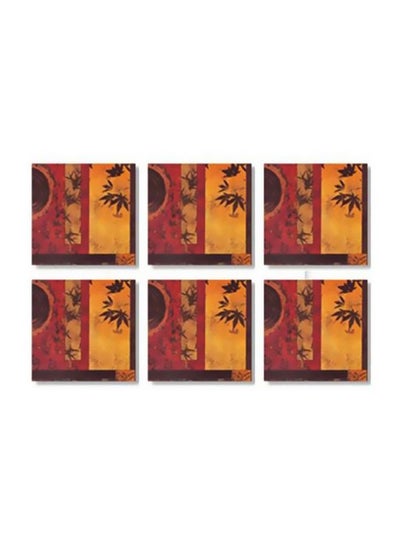 Buy 6-Piece Decorative Tea Coaster Multicolour 9x9cm in Egypt