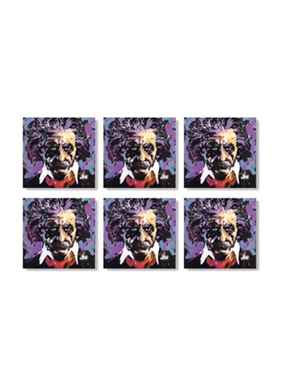 Buy 6-Piece Coaster Set Purple/Black/Red 9x9cm in Egypt