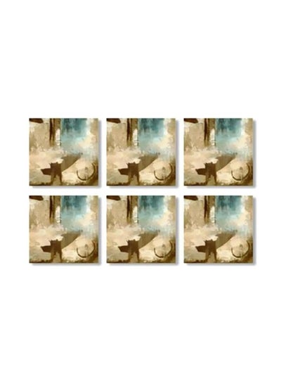 Buy 6-Piece Decorative Tea Coasters Beige/Brown/Blue 9x9cm in Egypt