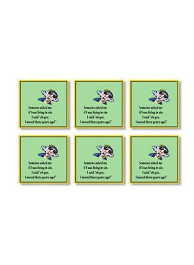 Buy 6-Piece Printed Coaster Set Green/Blue 9x9cm in Egypt