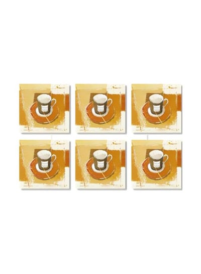 Buy 6-Piece Coaster Set Yellow/White 9x9cm in Egypt