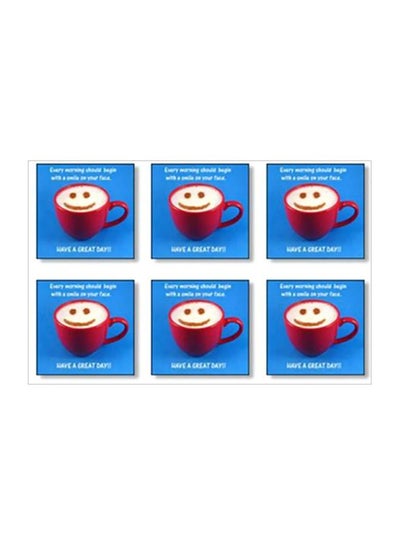 Buy 6-Piece Coaster Set Blue/Red 9x9cm in Egypt