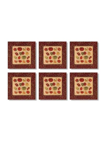 Buy 6-Piece Coaster Set Red/Brown 9x9cm in Egypt