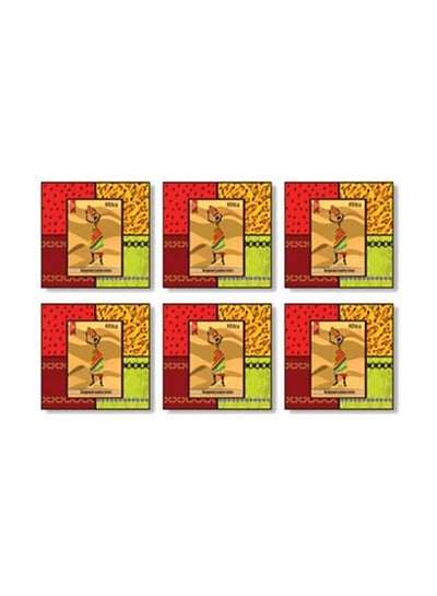 Buy 6-Piece Decorative Coaster Multicolour 9x9cm in Egypt