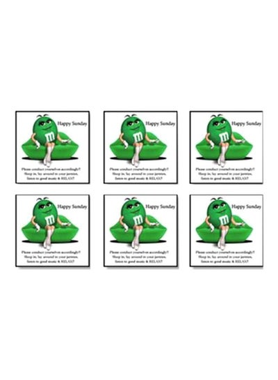 Buy 6-Piece Coaster Set Green/Black/White 9x9cm in Egypt