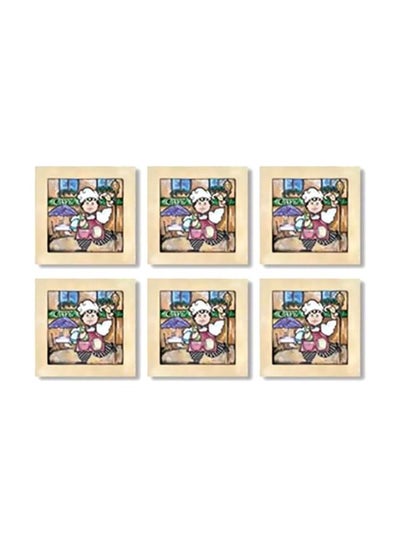 Buy 6-Piece Decorative Coaster Set Multicolour 9x9cm in Egypt