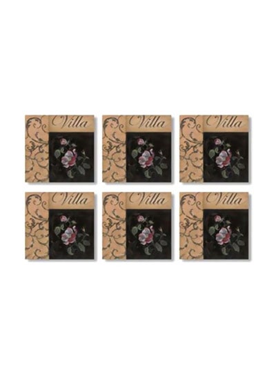 Buy 6-Piece Coaster Set Beige/Black 9x9cm in Egypt