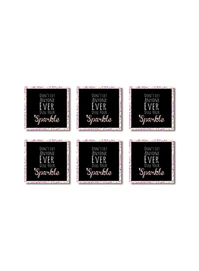 اشتري 6-Piece Tea Coaster Set Black/White/Pink 9x9 سنتيمتر في مصر