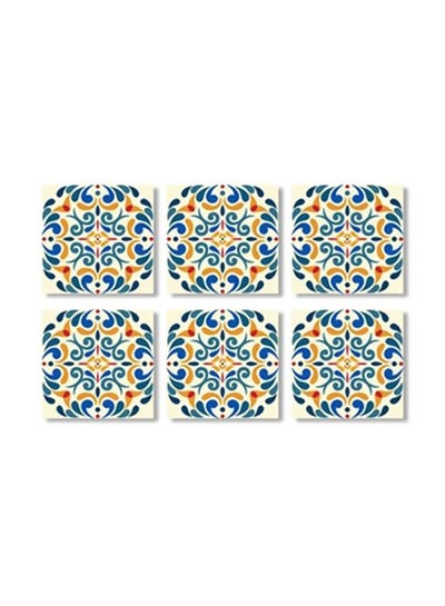 Buy 6-Piece Coaster Set Blue/Green/Yellow 9x9cm in Egypt