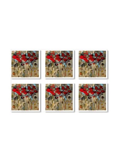 Buy 6-Piece Printed Coaster Multicolour 9x9cm in Egypt