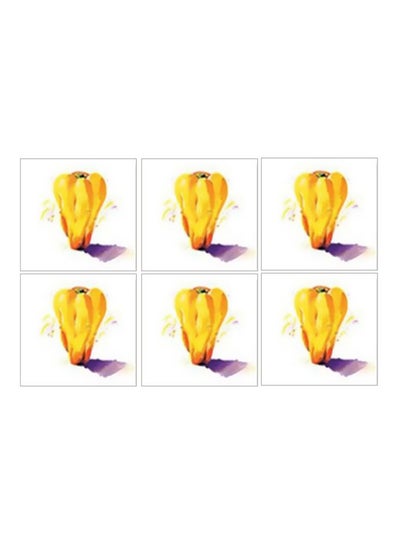 Buy 6-Piece Coaster Set Yellow/Purple 9x9cm in Egypt