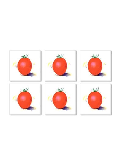 Buy 6-Piece Tea Coaster Set White/Orange/Green 9x9cm in Egypt