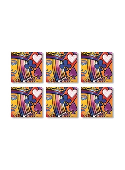 Buy 6-Piece Tea Coaster Set Yellow/Blue/Purple 9x9cm in Egypt