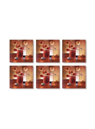 Buy 6-Piece Coaster Set Red/Orange/Beige 9x9cm in Egypt
