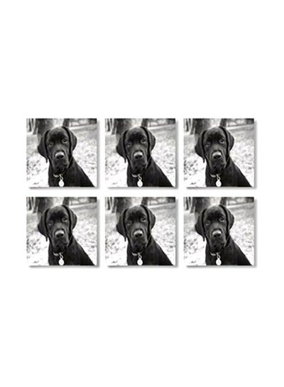 Buy 6-Piece Printed Coasters Set Black/White 9x9cm in Egypt