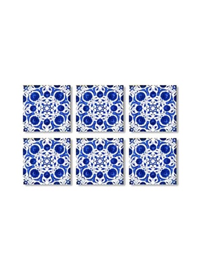 اشتري طقم قاعدة الأكواب 6 قطع Blue/White 9x9 سنتيمتر في مصر