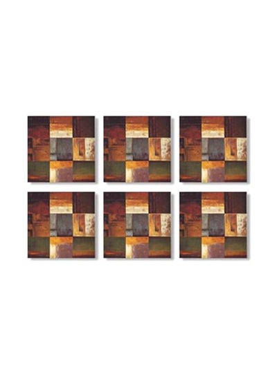 Buy 6-Piece Printed Coasters Set Green/Brown/Yellow 9x9cm in Egypt