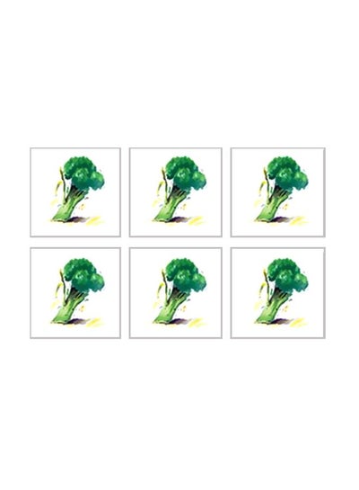 Buy 6-Piece Coaster Set Green/Yellow/Black 9x9cm in Egypt