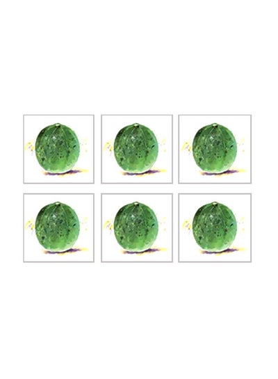 Buy 6-Piece Coaster Set Green/White 9x9cm in Egypt