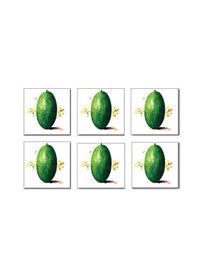 Buy 6-Piece Coaster Set Green/White 9x9cm in Egypt