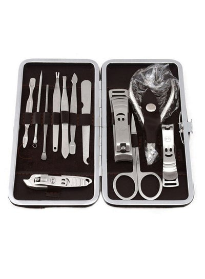 Buy 12-Piece Multi Function Manicure Tool Kit Silver/Black in Egypt
