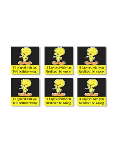 Buy 6-Piece Coaster Set Yellow/Black 9x9cm in Egypt