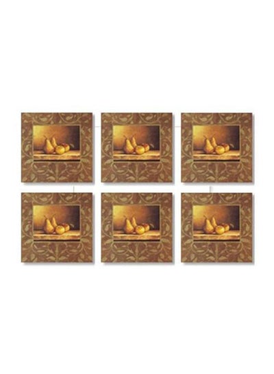 Buy 6-Piece Coaster Set Yellow/Brown 9x9cm in Egypt