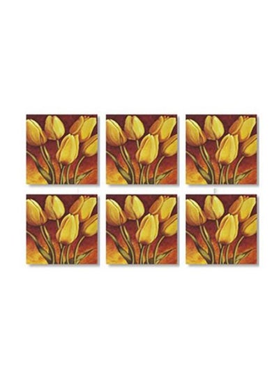 Buy 6-Piece Coaster Set Yellow 9x9cm in Egypt