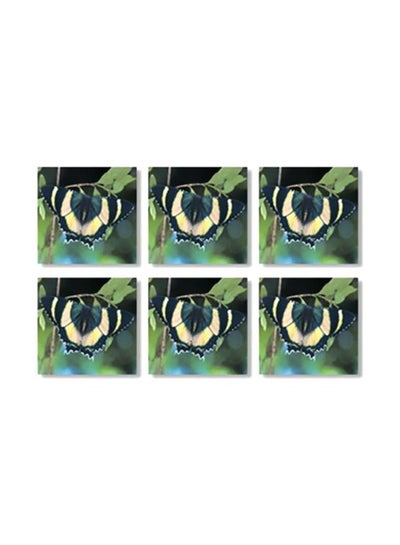 Buy 6-Piece Coaster Set Green/Blue 9x9cm in Egypt