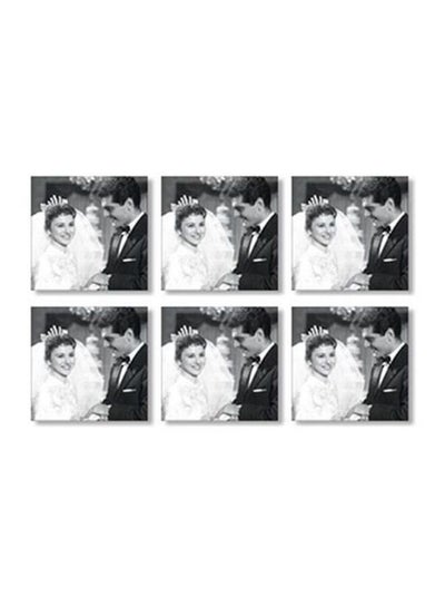 Buy 6-Piece Coaster Set White/Black 9x9cm in Egypt