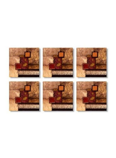 Buy 6-Piece Coaster Set Beige/Orange/Red 9x9cm in Egypt