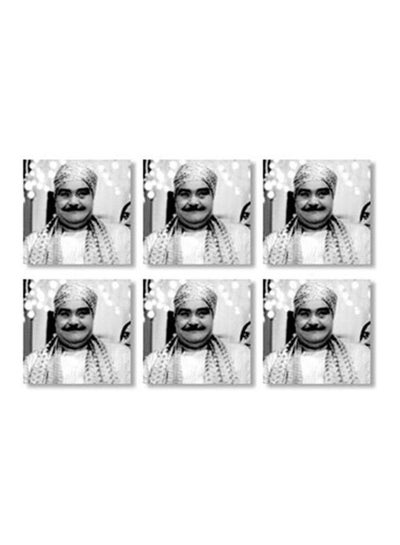 Buy 6-Piece Coaster Set Black/White 9x9cm in Egypt