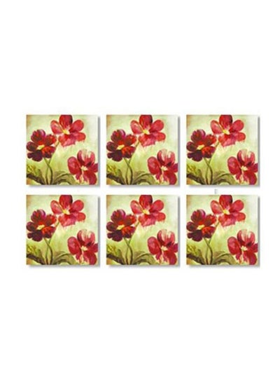 Buy 6-Piece Coaster Set Green/Red 9x9cm in Egypt