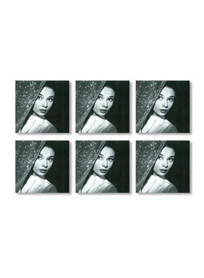 Buy 6-Piece Coaster Set Black/White 9x9cm in Egypt