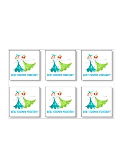 Buy 6-Piece Tea Coaster Set White/Blue/Green 9x9cm in Egypt