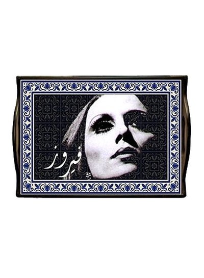 Buy Decorative Serving Tray Black/White/Blue 25x34cm in Egypt