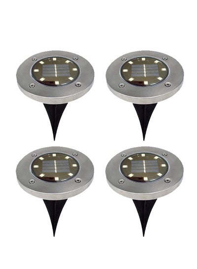 Buy 4-Piece 8 LED Solar Power Garden Light Silver/Black in Saudi Arabia