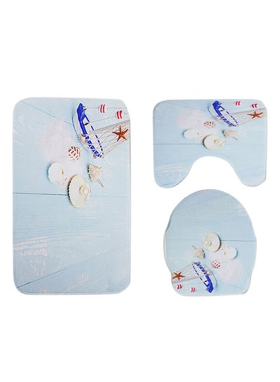 Buy 3-Piece Bathroom Toilet Anti-Slip Mat Set Multicolour One Size in Saudi Arabia