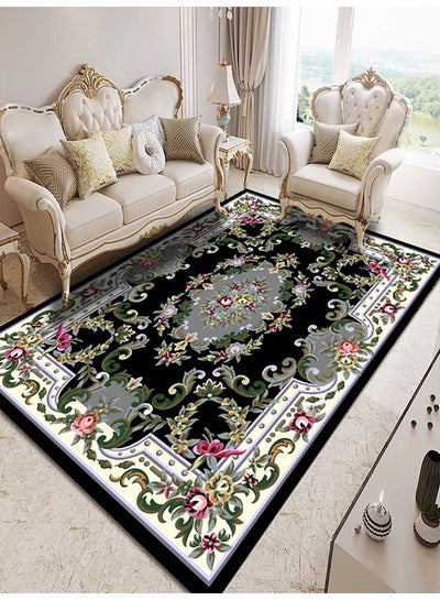 Buy Designer Living Room Carpet Rectangle Velvet Multicolour 50x80cm in Saudi Arabia