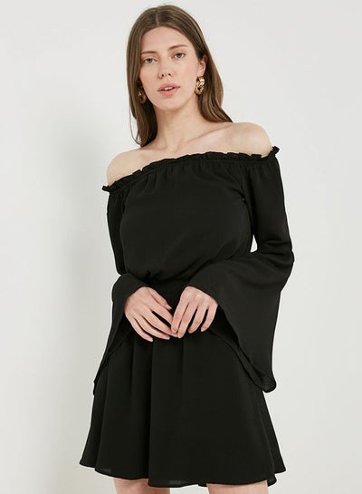 Black off the discount shoulder dress casual